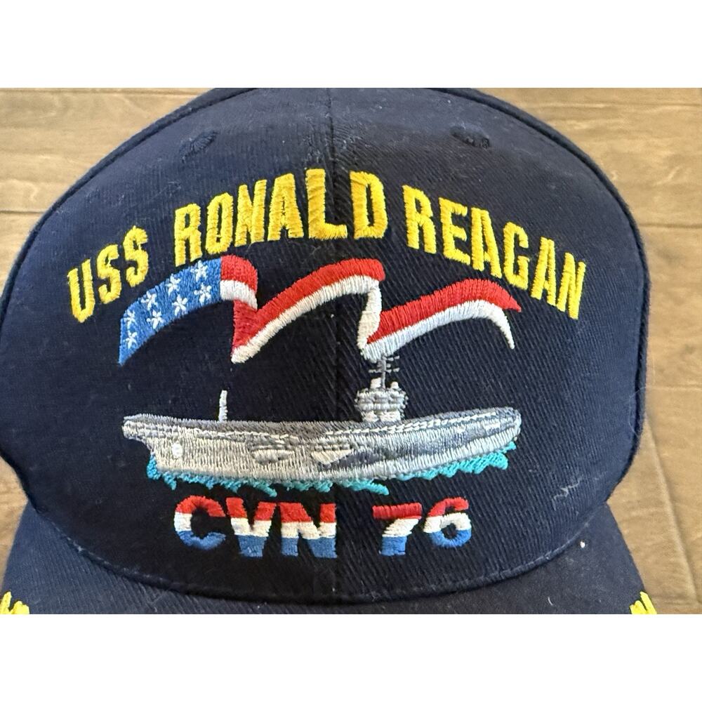 Vintage USS Ronald Reagan CVN 76 Mens Navy Embroidered SnapBack Hat Made in USA - Picture 3 of 8